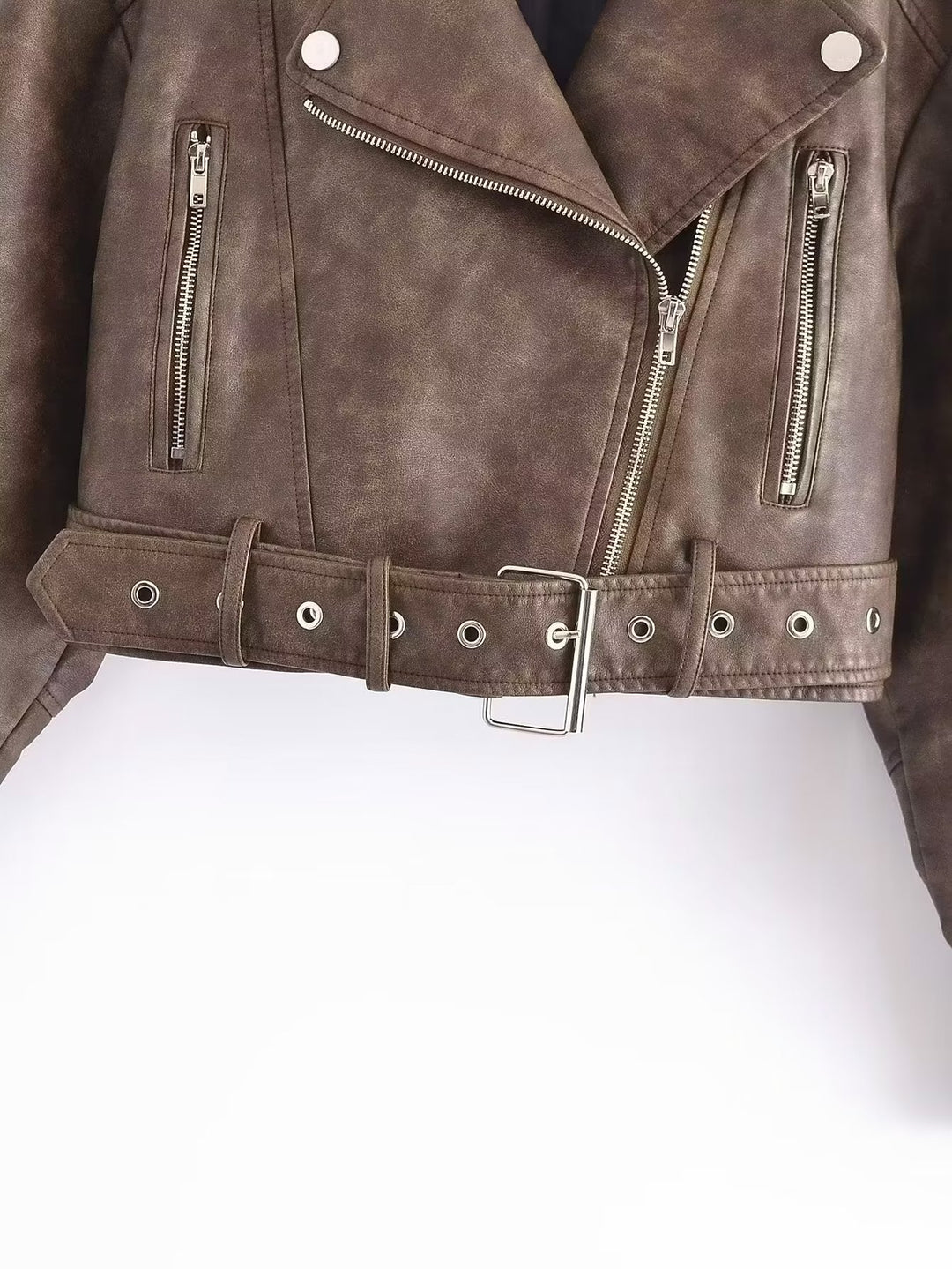 Brown Vegan Leather Biker Jacket