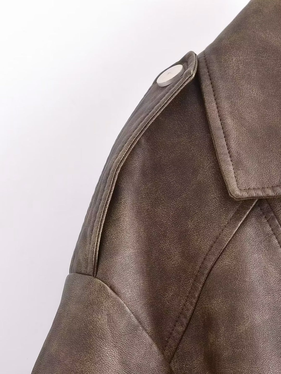 Brown Vegan Leather Biker Jacket