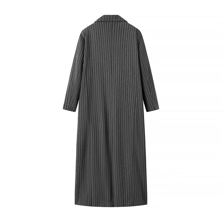 Street Pin Striped Long Trench Coat