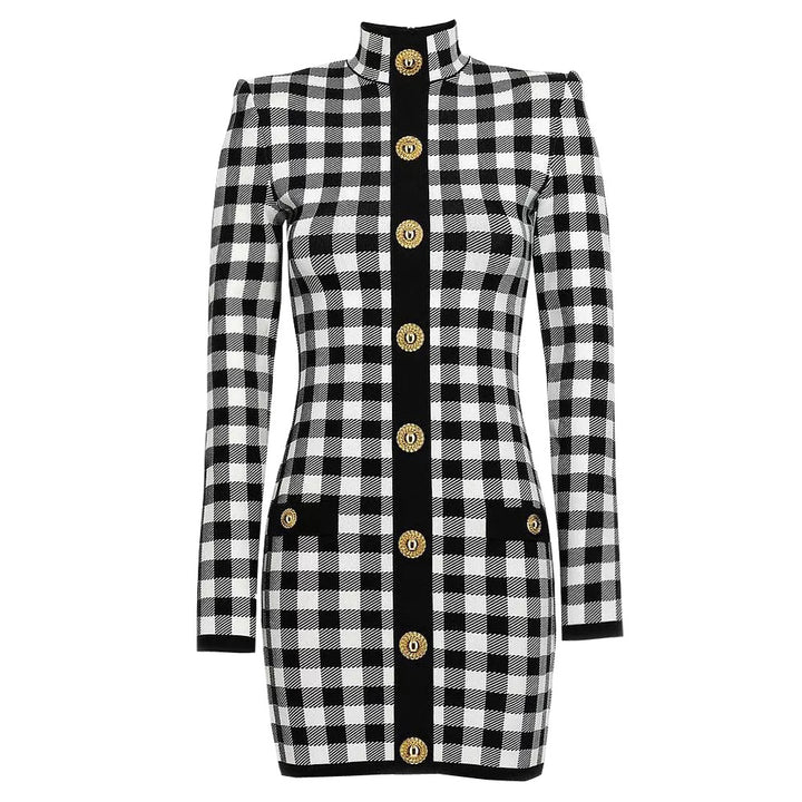 Checkered Knit Dress Set