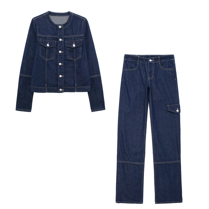 Round Neck Denim Set