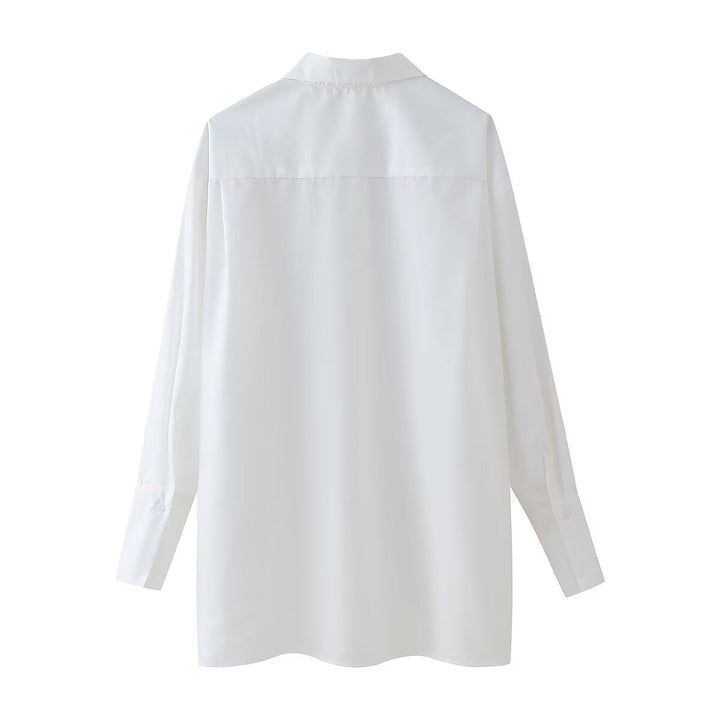 Large Pointed Collar White Shirt