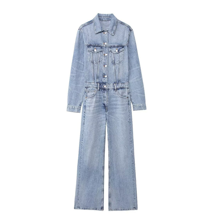 Casual Simple Denim Jumpsuit