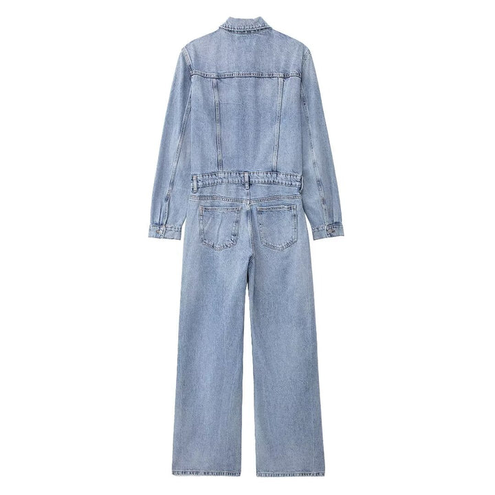 Casual Simple Denim Jumpsuit