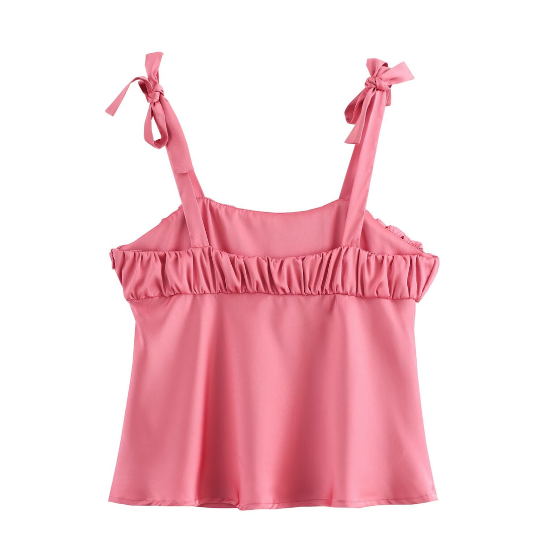 Bowknot Pleated Ruched Top