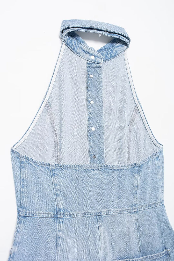 Street Denim Halter Jumpsuit