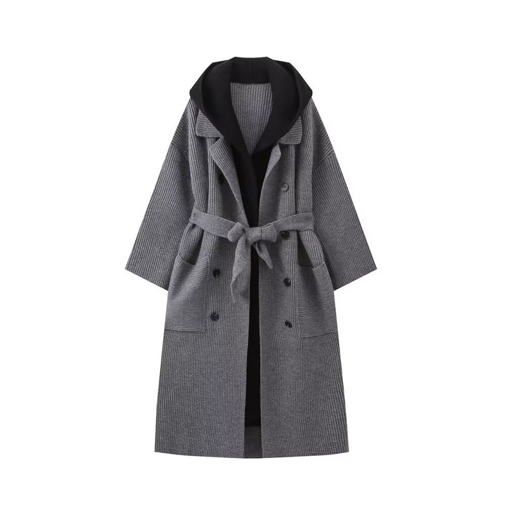 Hooded Two Piece Knitted Coat