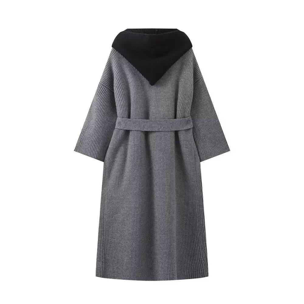 Hooded Two Piece Knitted Coat