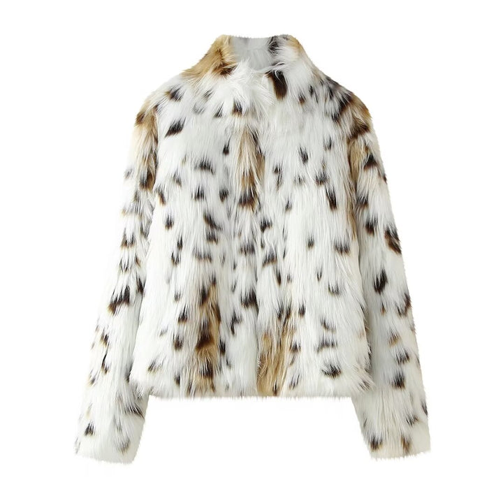 Street High Collar Vegan Leopard Print Coat