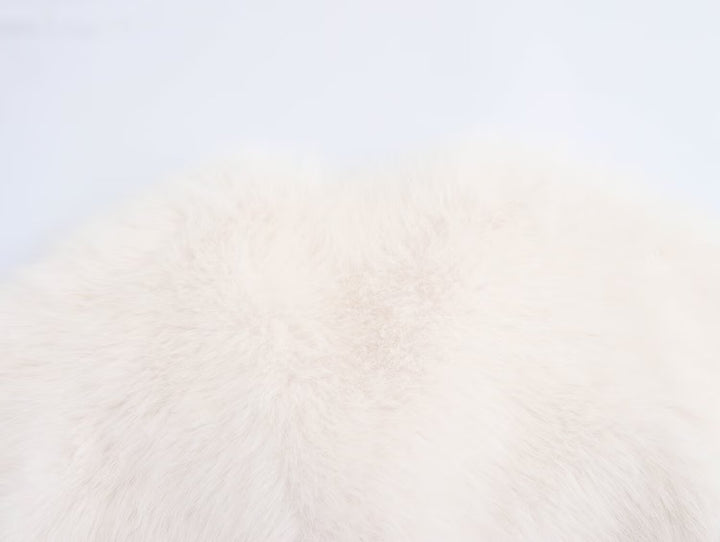 V Neck Crop Varsity Eco Fur Coat