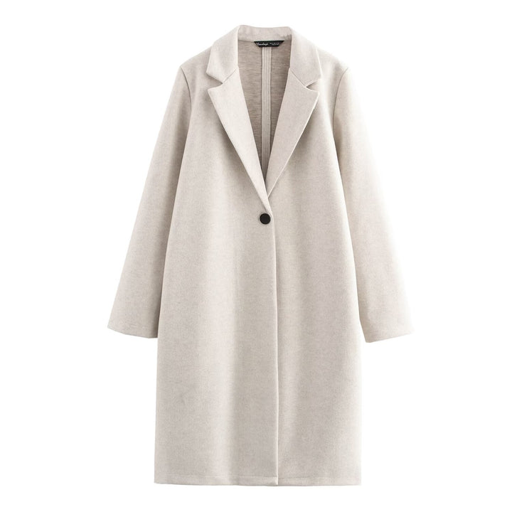 Elegant Ivory One Button Trench Coat