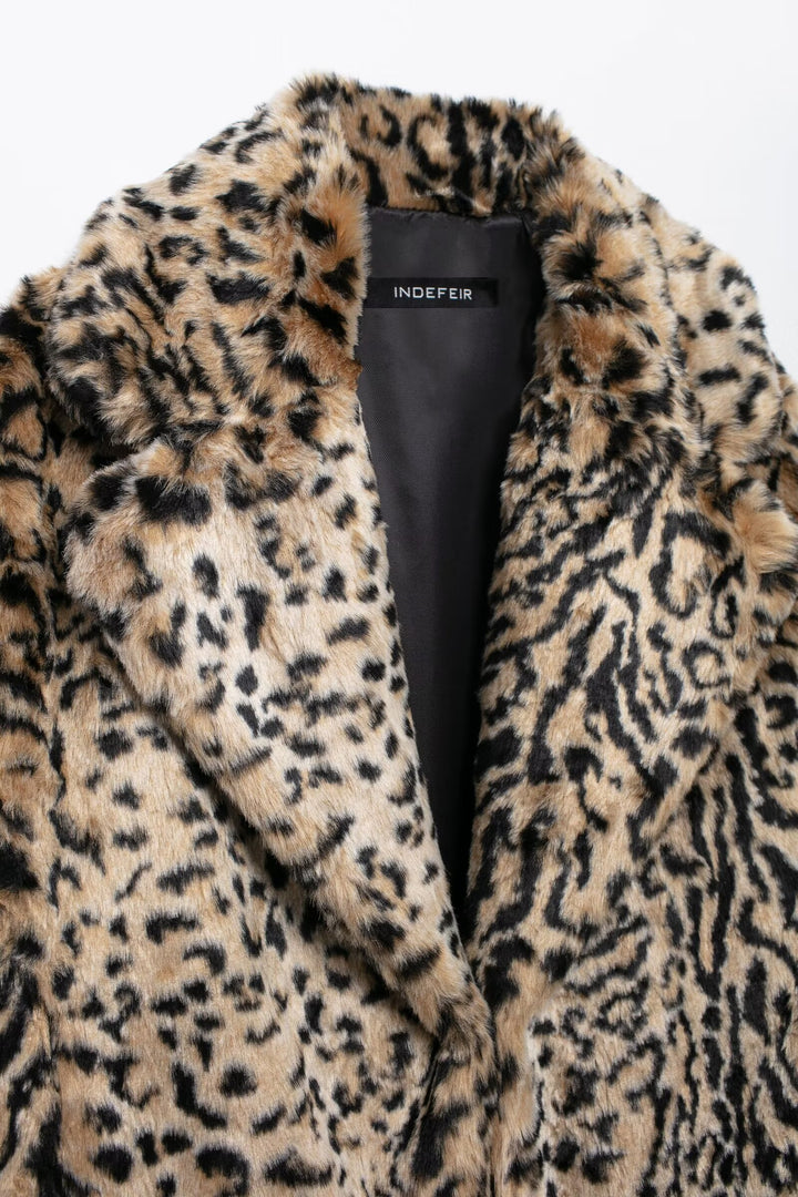 Animal Pattern Eco Fur Coat