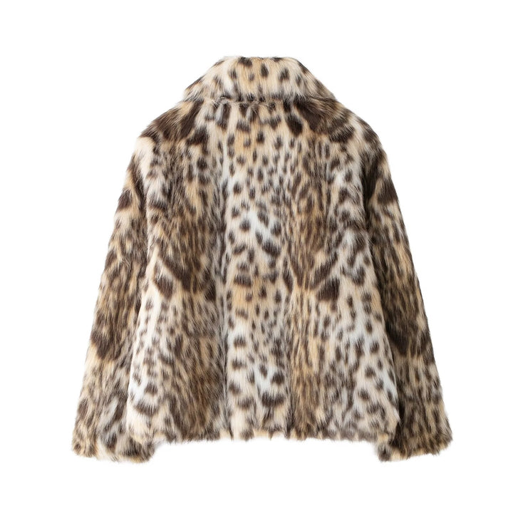 Eco Fur Leopard Print Retro Coat