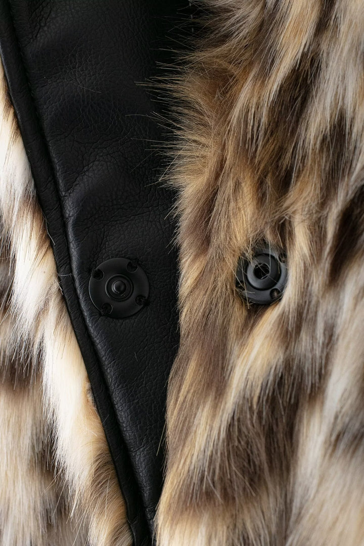 Eco Fur Leopard Print Retro Coat