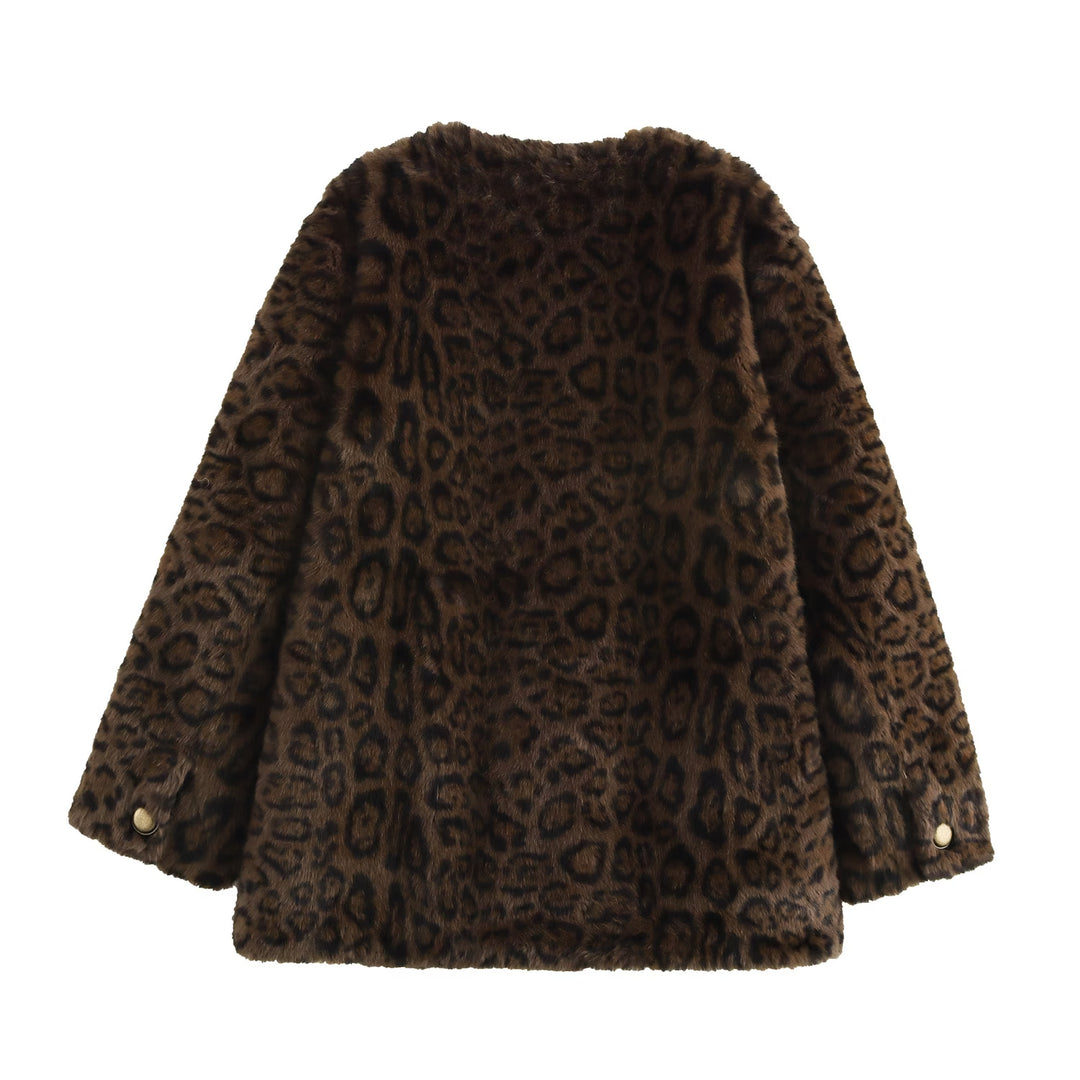 Leopard Print Vegan Furry Coat