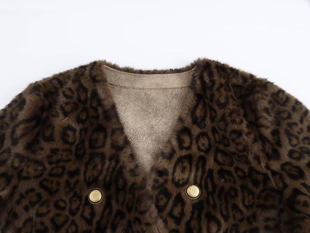 Leopard Print Vegan Furry Coat