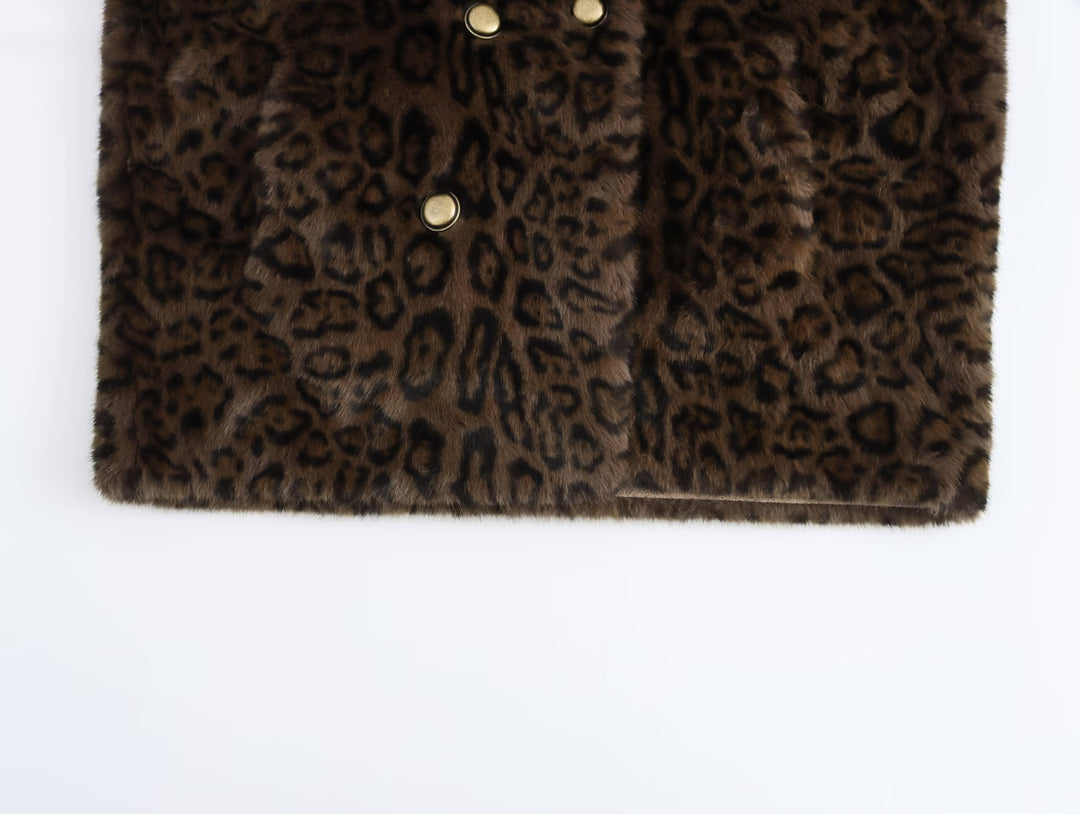 Leopard Print Vegan Furry Coat