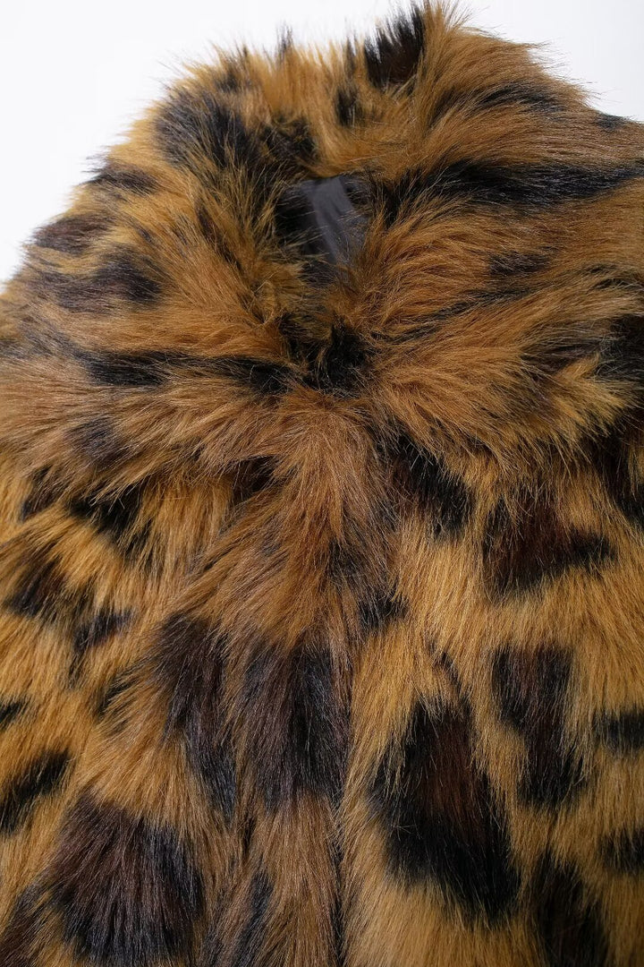 Plush Animal Print Coat