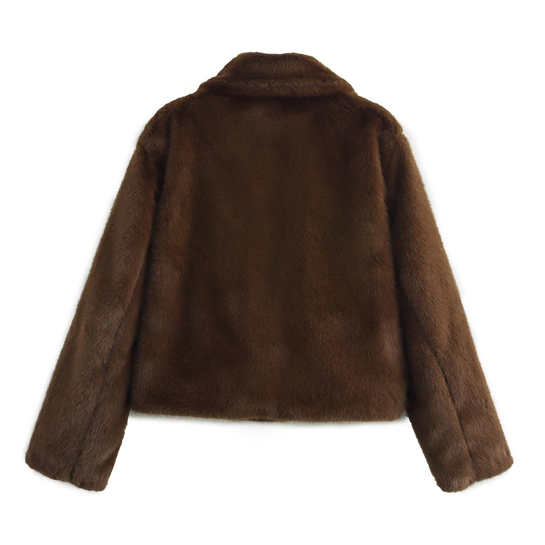 Brown Fluffy Eco Fur Light Weight Coat