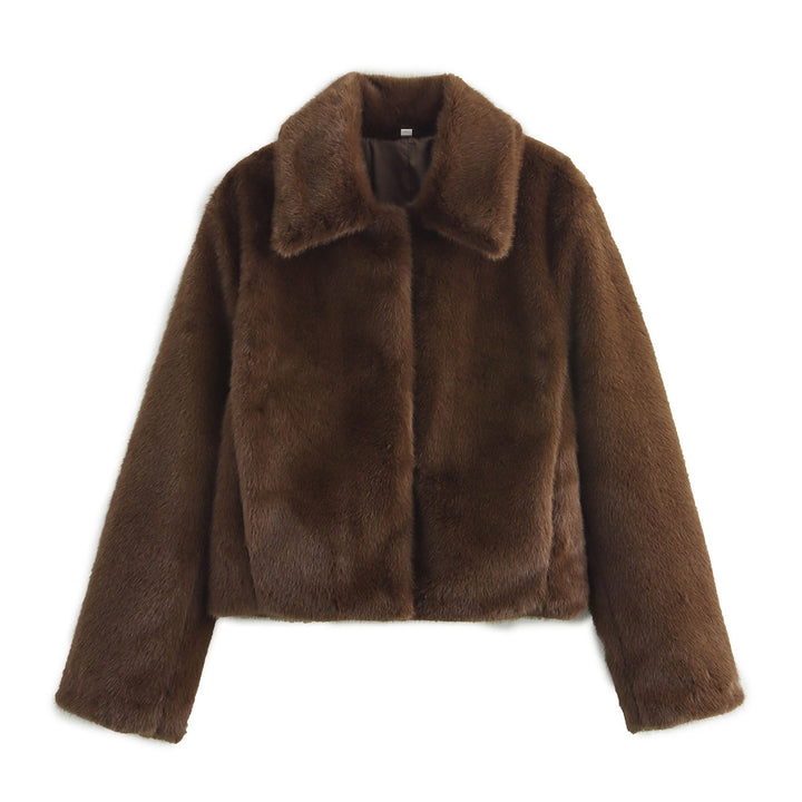 Brown Fluffy Eco Fur Light Weight Coat