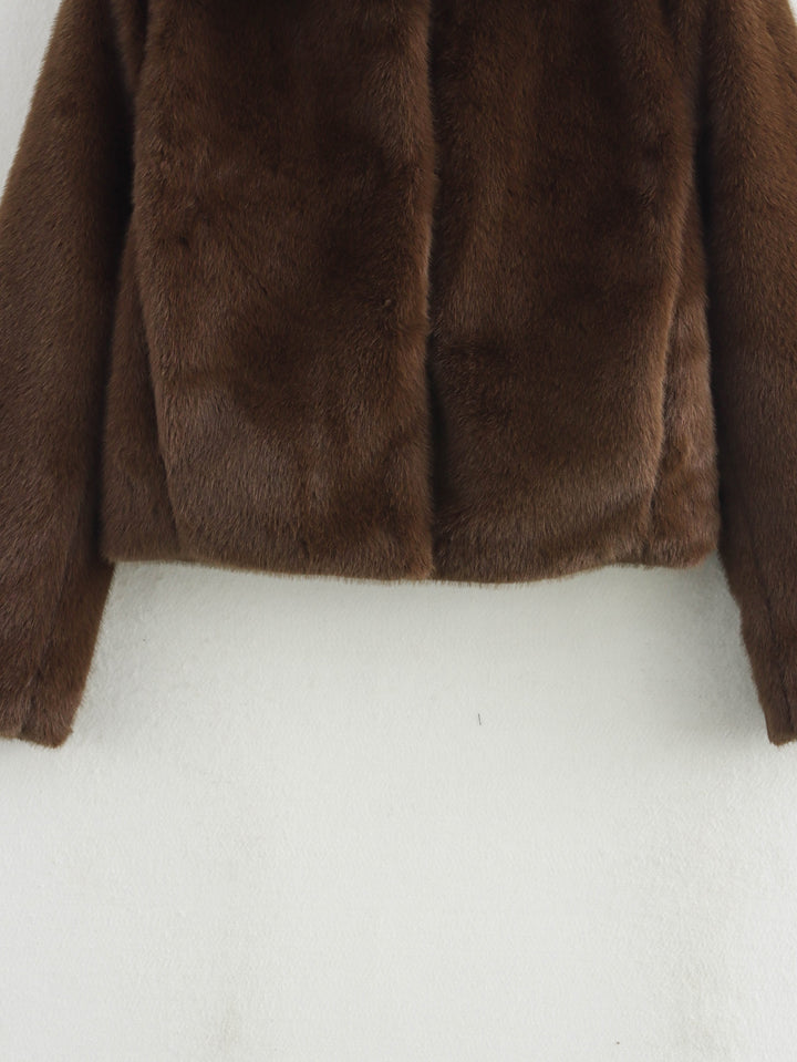 Brown Fluffy Eco Fur Light Weight Coat