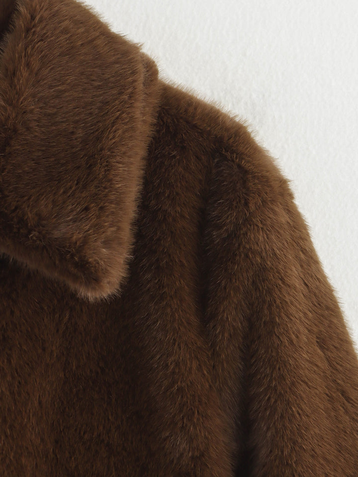 Brown Fluffy Eco Fur Light Weight Coat