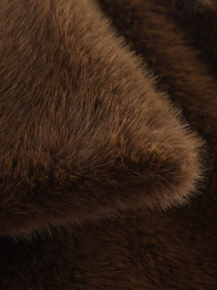 Brown Fluffy Eco Fur Light Weight Coat