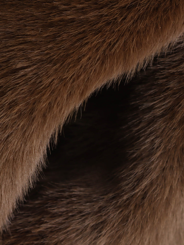 Brown Fluffy Eco Fur Light Weight Coat