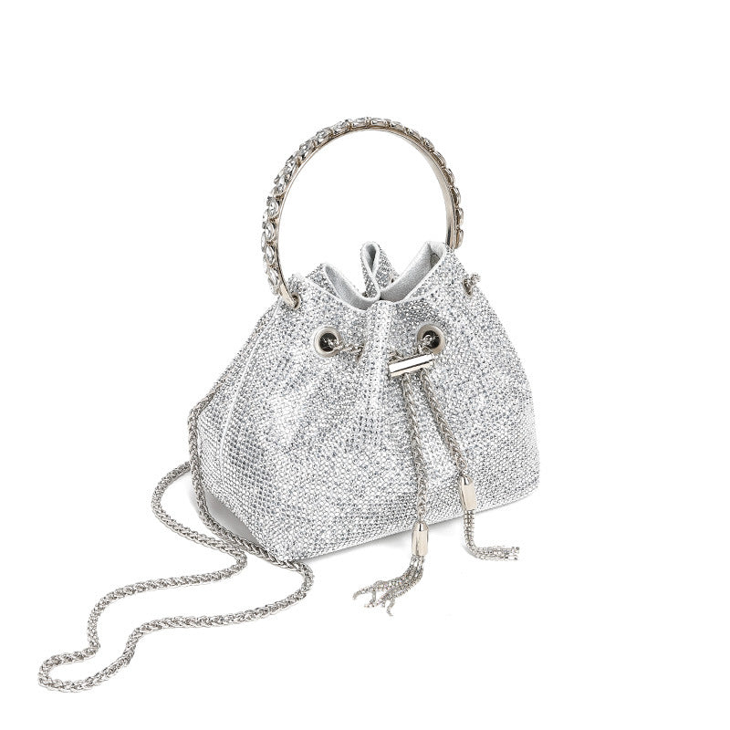 Rhinestone Chain Ruched Hand Bag