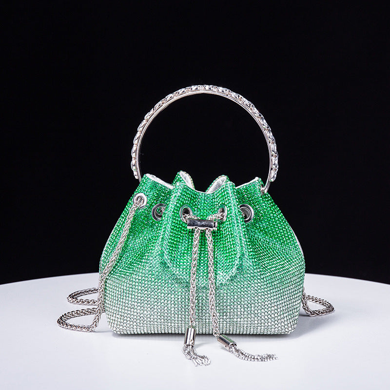 Rhinestone Chain Ruched Hand Bag