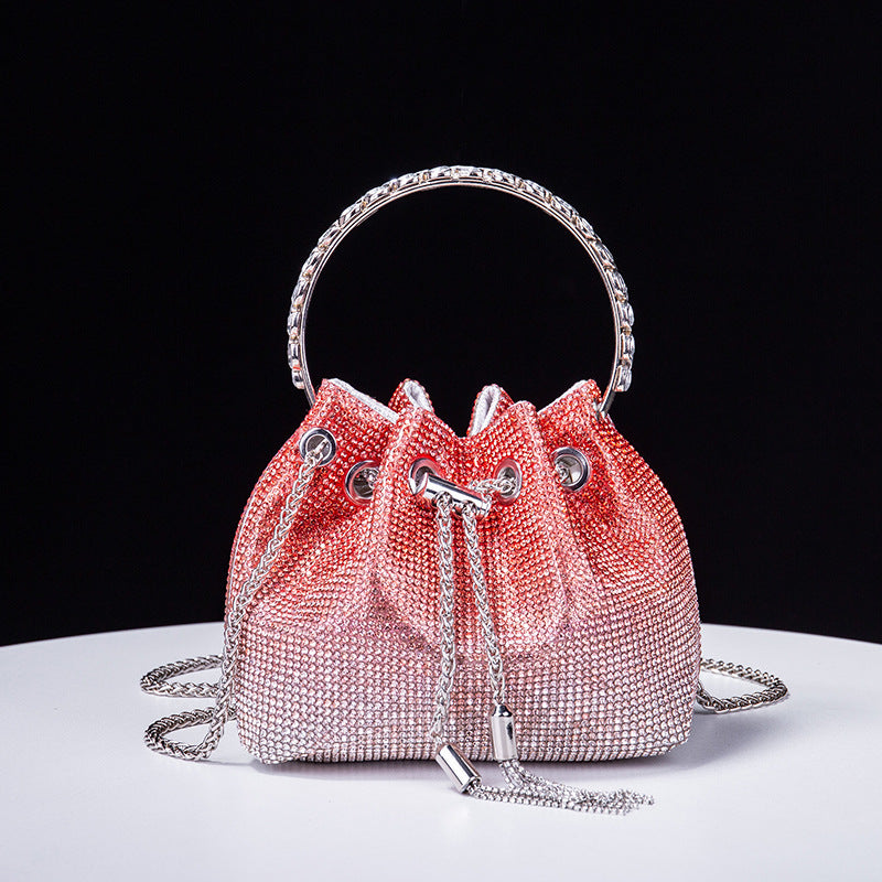 Rhinestone Chain Ruched Hand Bag