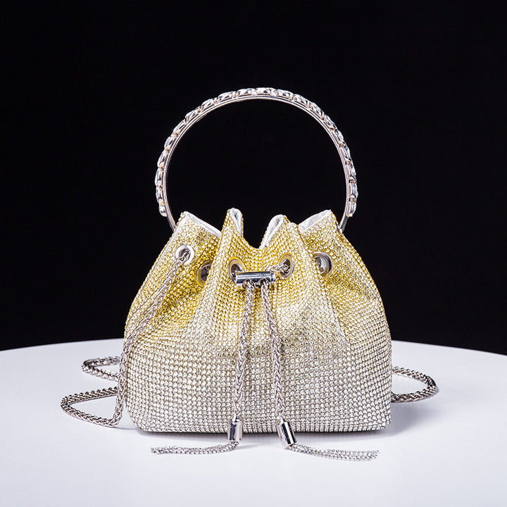 Rhinestone Chain Ruched Hand Bag