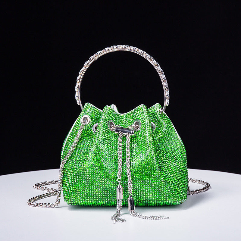 Rhinestone Chain Ruched Hand Bag