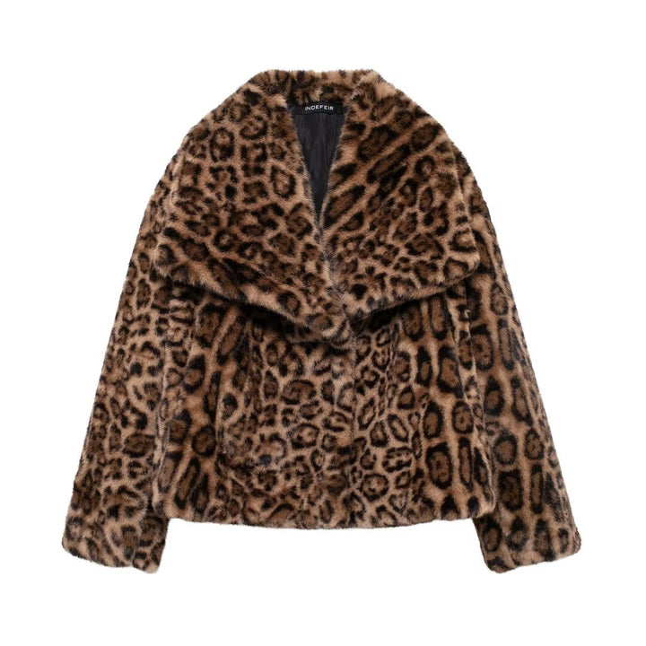 Eco Fur Short Leopard Print Coat