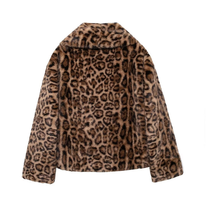 Eco Fur Short Leopard Print Coat