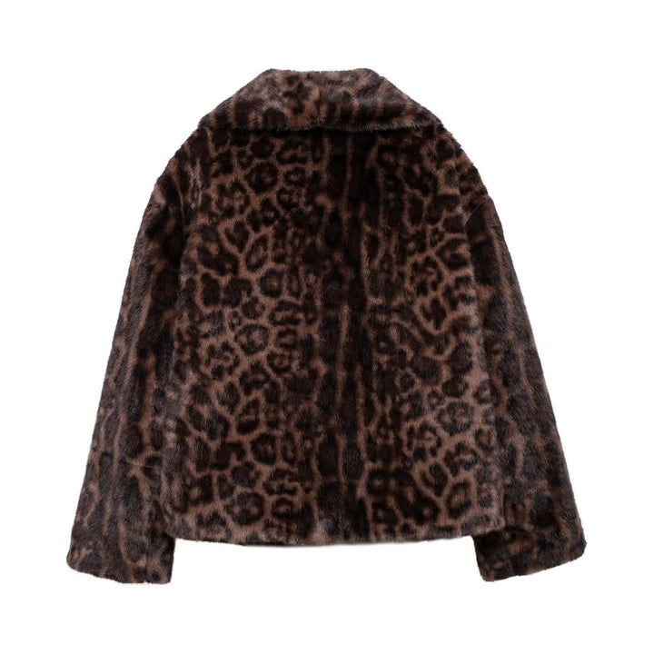 Eco Fur Short Leopard Print Coat