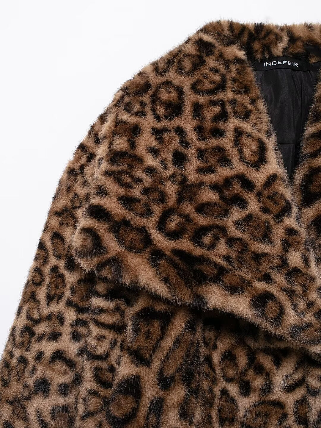 Eco Fur Short Leopard Print Coat