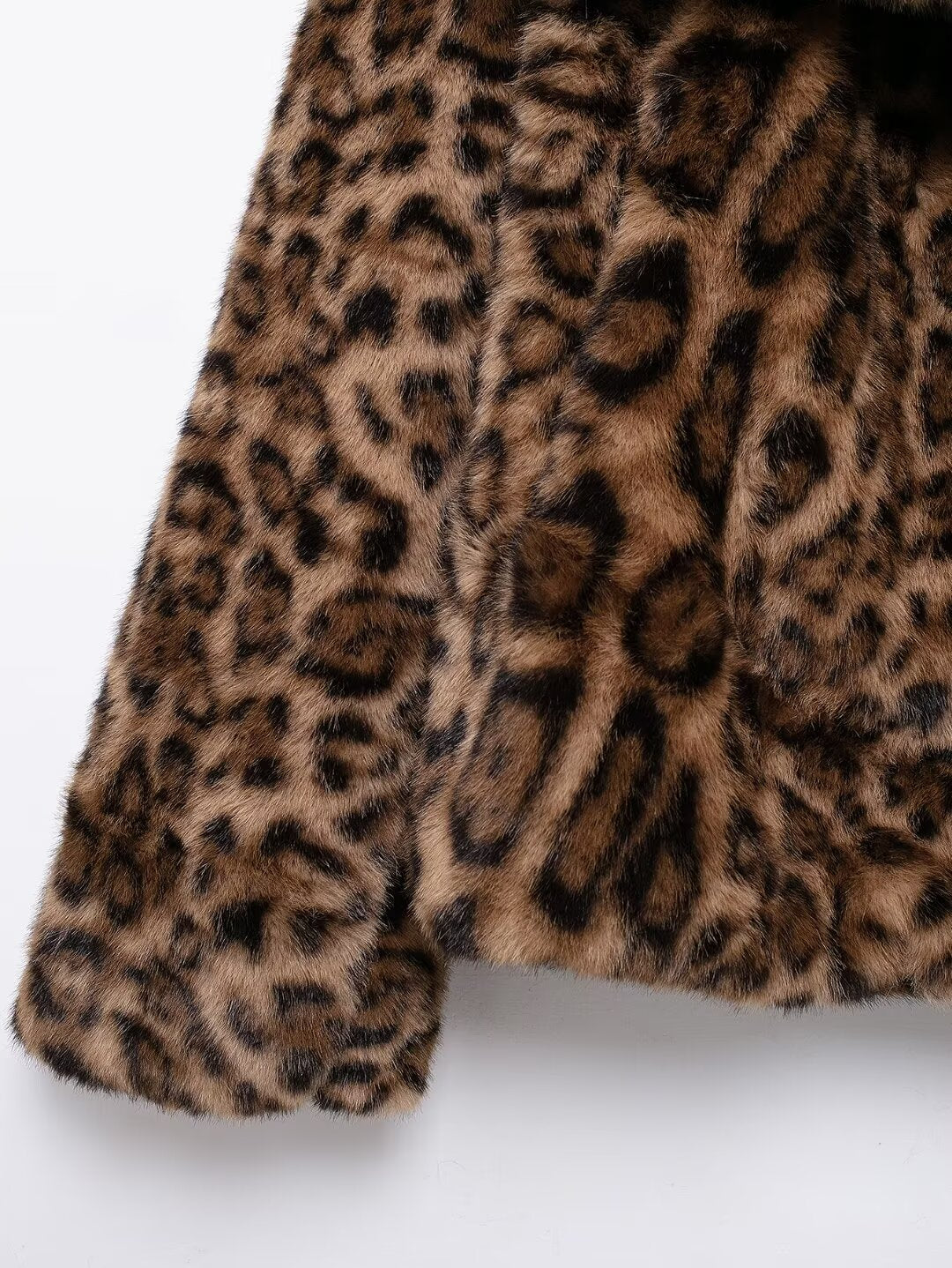 Eco Fur Short Leopard Print Coat