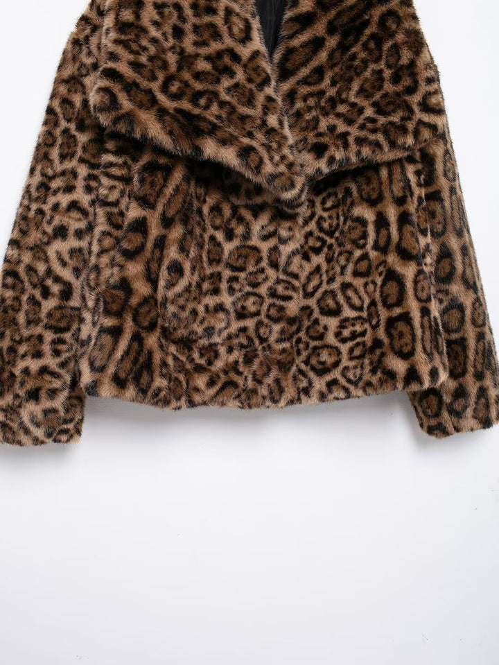 Eco Fur Short Leopard Print Coat