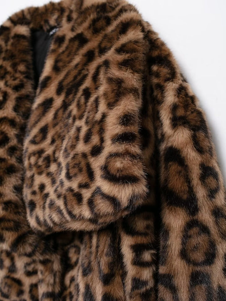 Eco Fur Short Leopard Print Coat