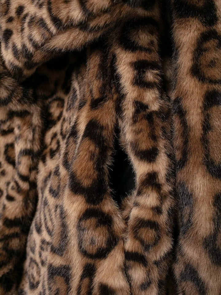 Eco Fur Short Leopard Print Coat