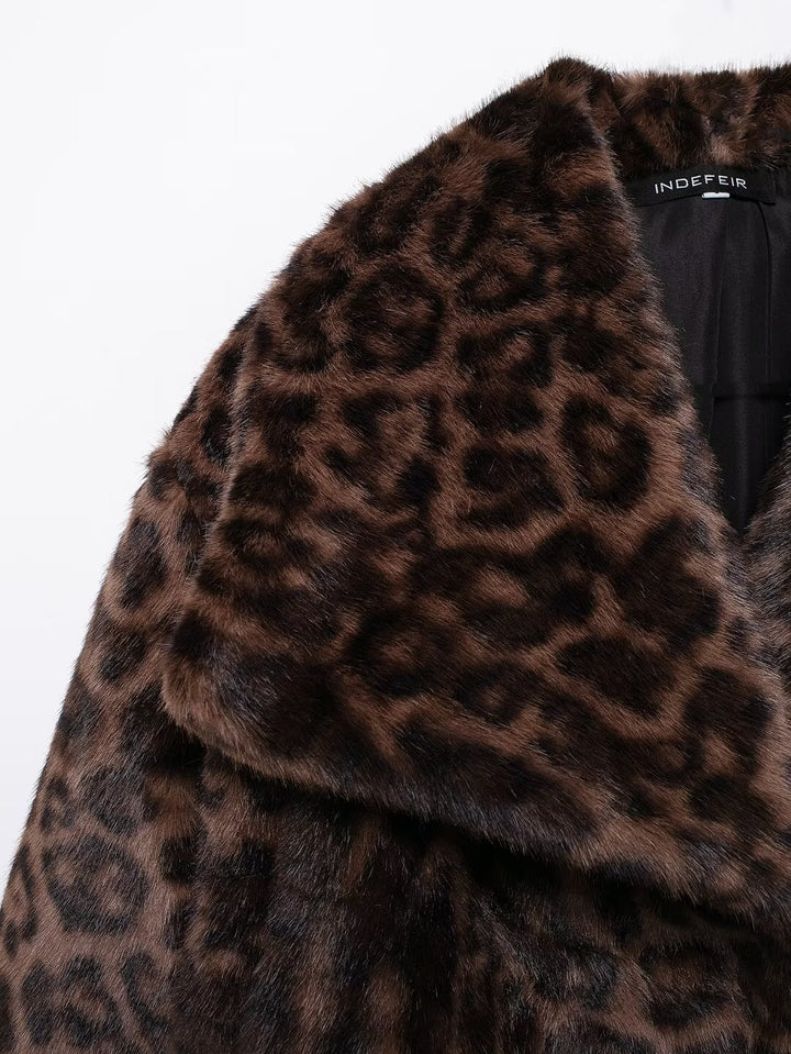 Eco Fur Short Leopard Print Coat