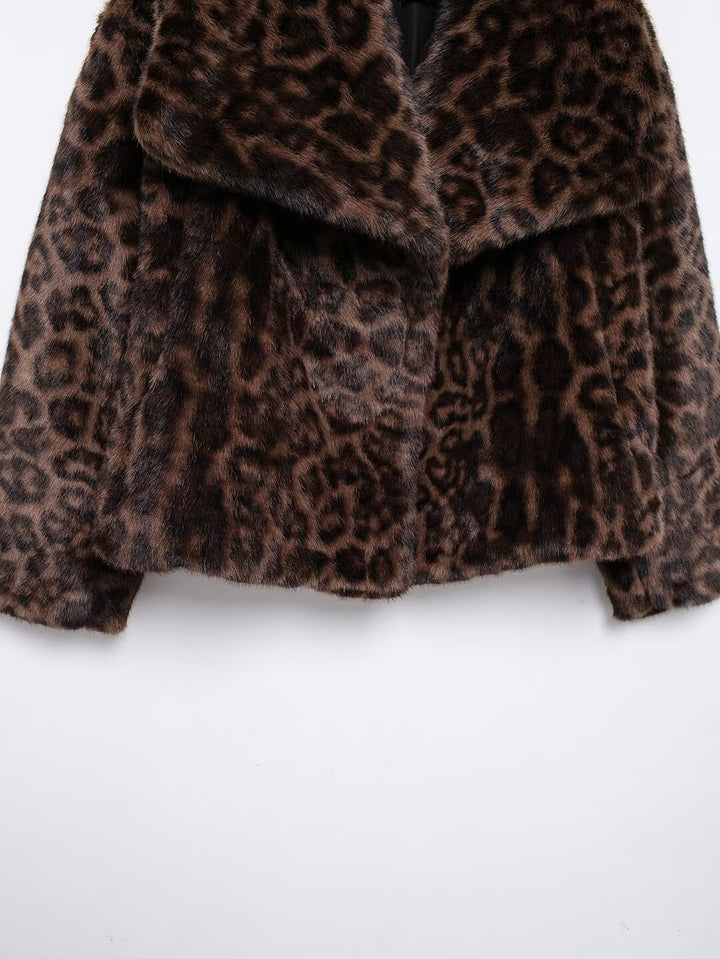 Eco Fur Short Leopard Print Coat