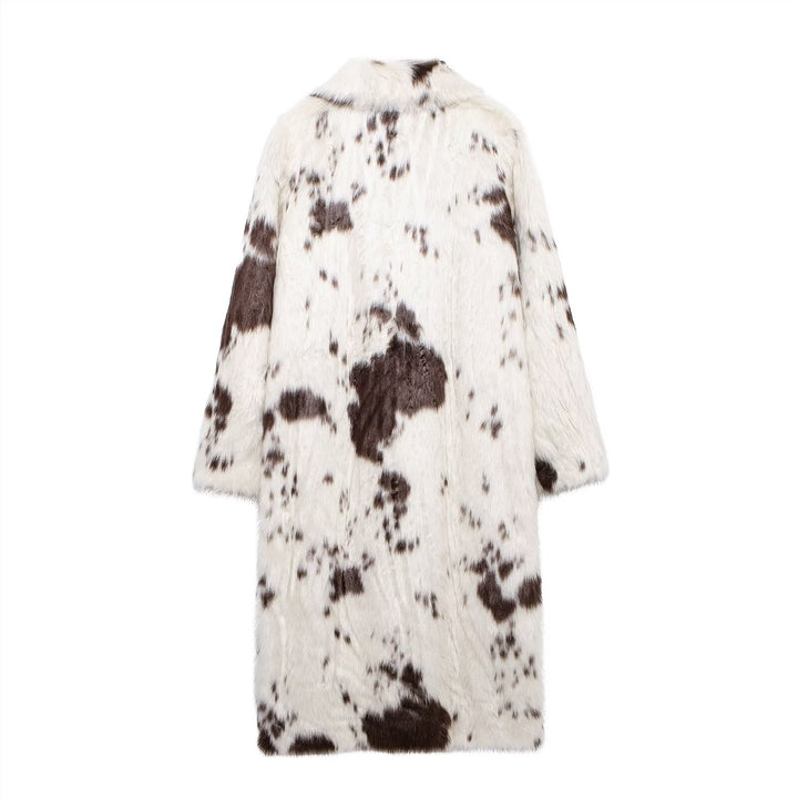 Cow Print Eco Fur Coat