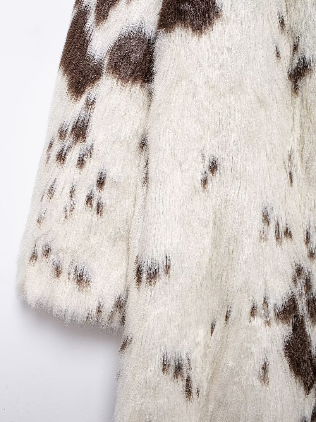 Cow Print Eco Fur Coat