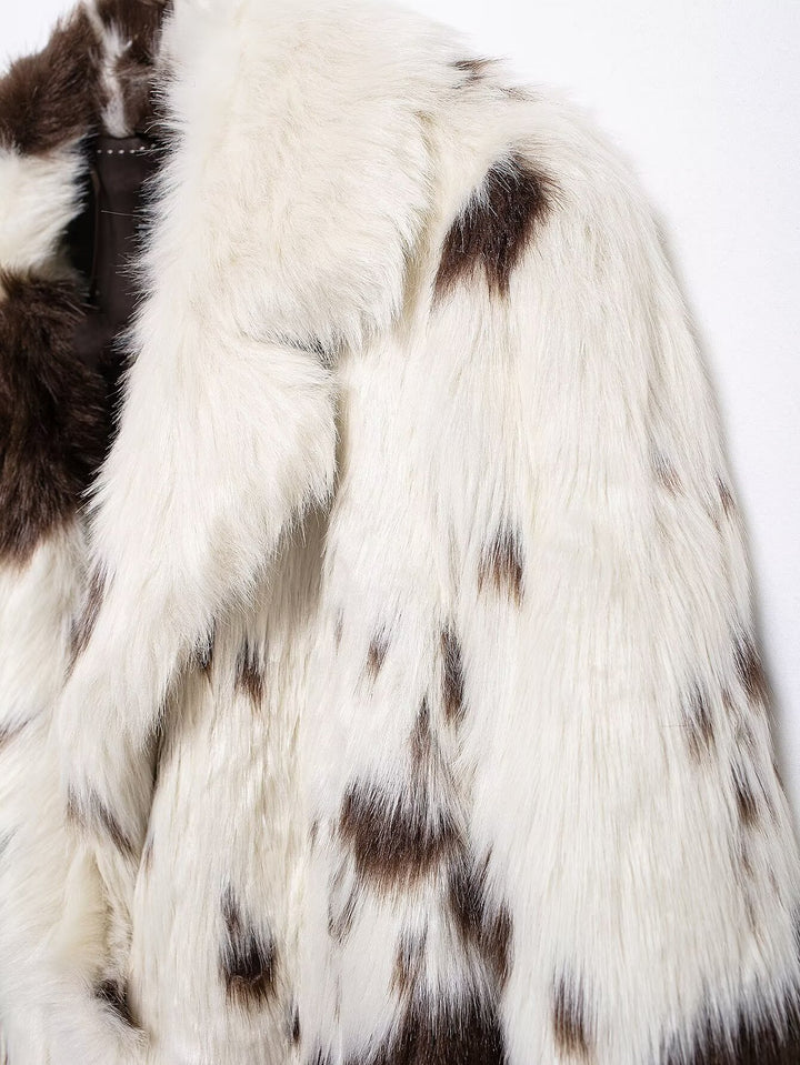 Cow Print Eco Fur Coat