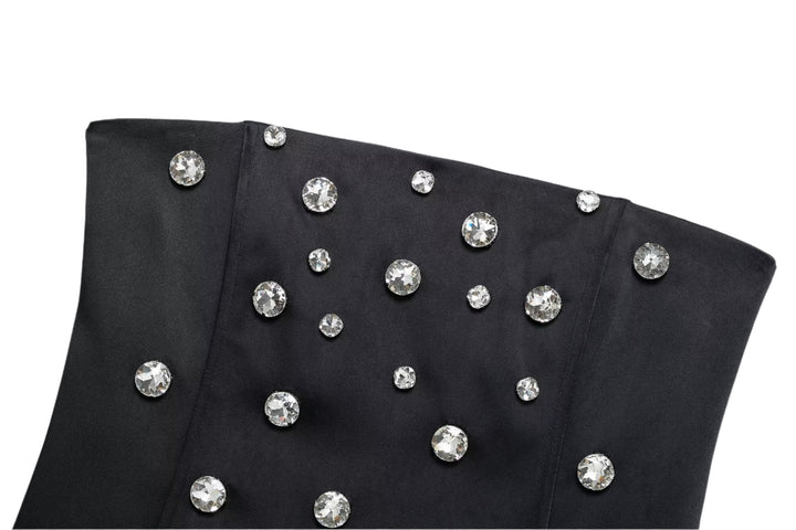 Oversized Rhinestone Strapless Crop Top