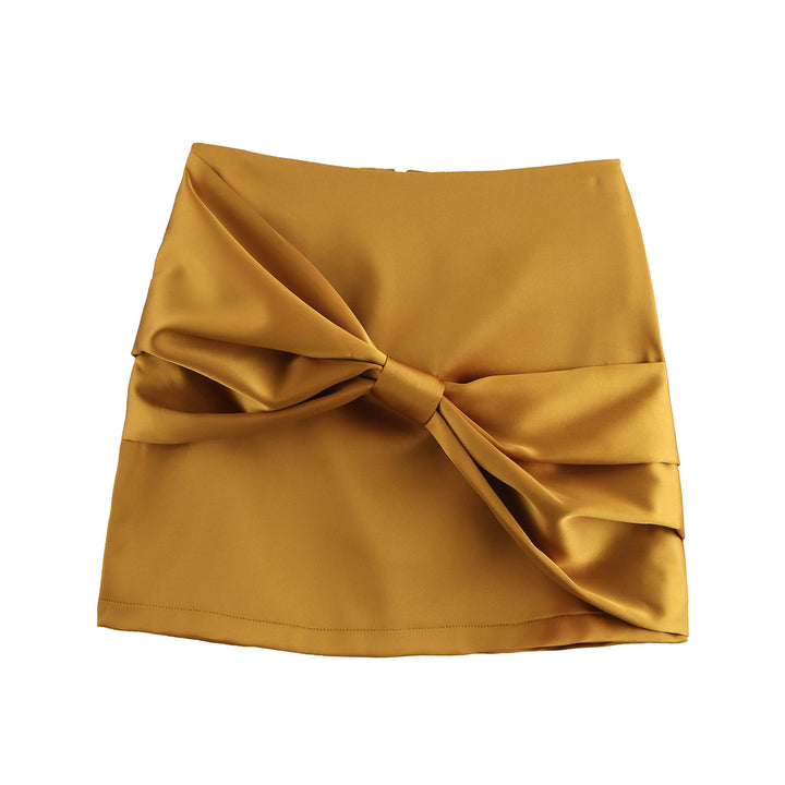 Elegant Bow Glossy Mini Skirt