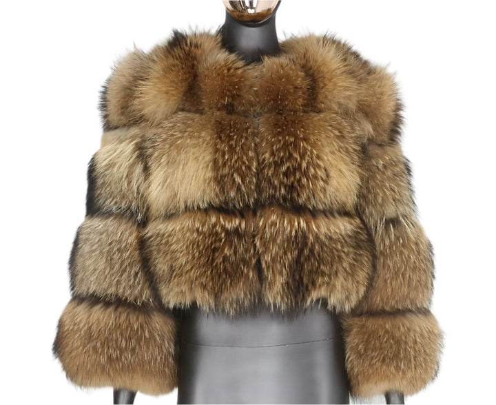 Vegan Raccoon Three Tier Fur Coat