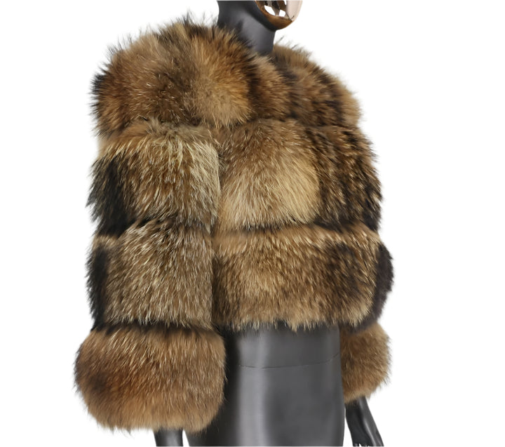 Vegan Raccoon Three Tier Fur Coat